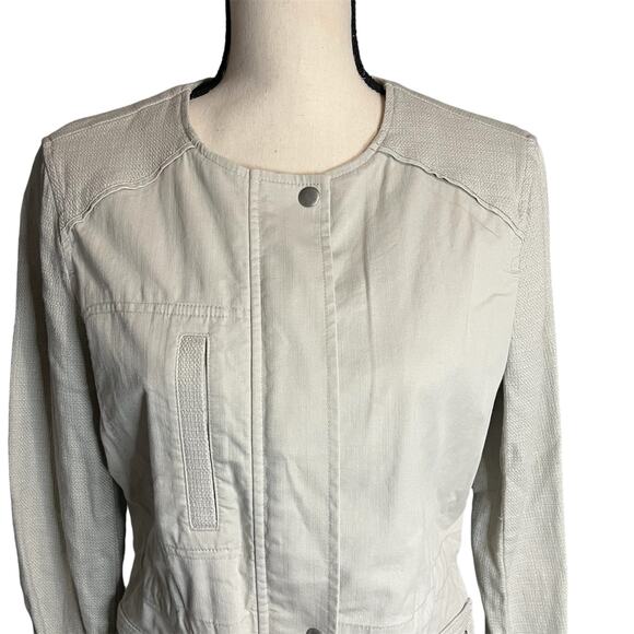 LOFT Outlet | Women's Beige Cinched Waist Zip Pockets Utility Jacket Sz S - Picture 2 of 4